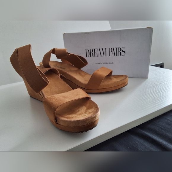 NIBDream pairs womens platform wedge sandal,open toe elastic ankle strap sandal. - Picture 2 of 5